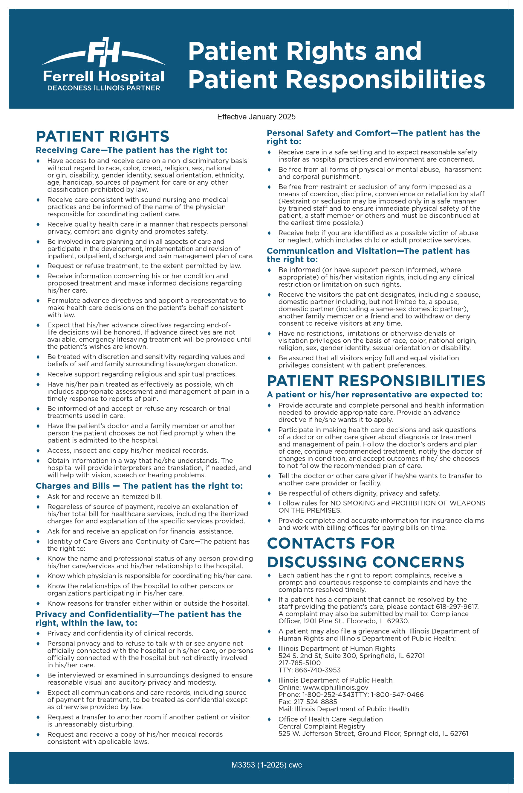 Ferrell Hospital - Patient Rights and Responsibilities